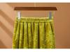 Women's Chinese Style Jacquard Fleece-Lined Velvet A-Line Midi Skirt with Frog Button and Slit