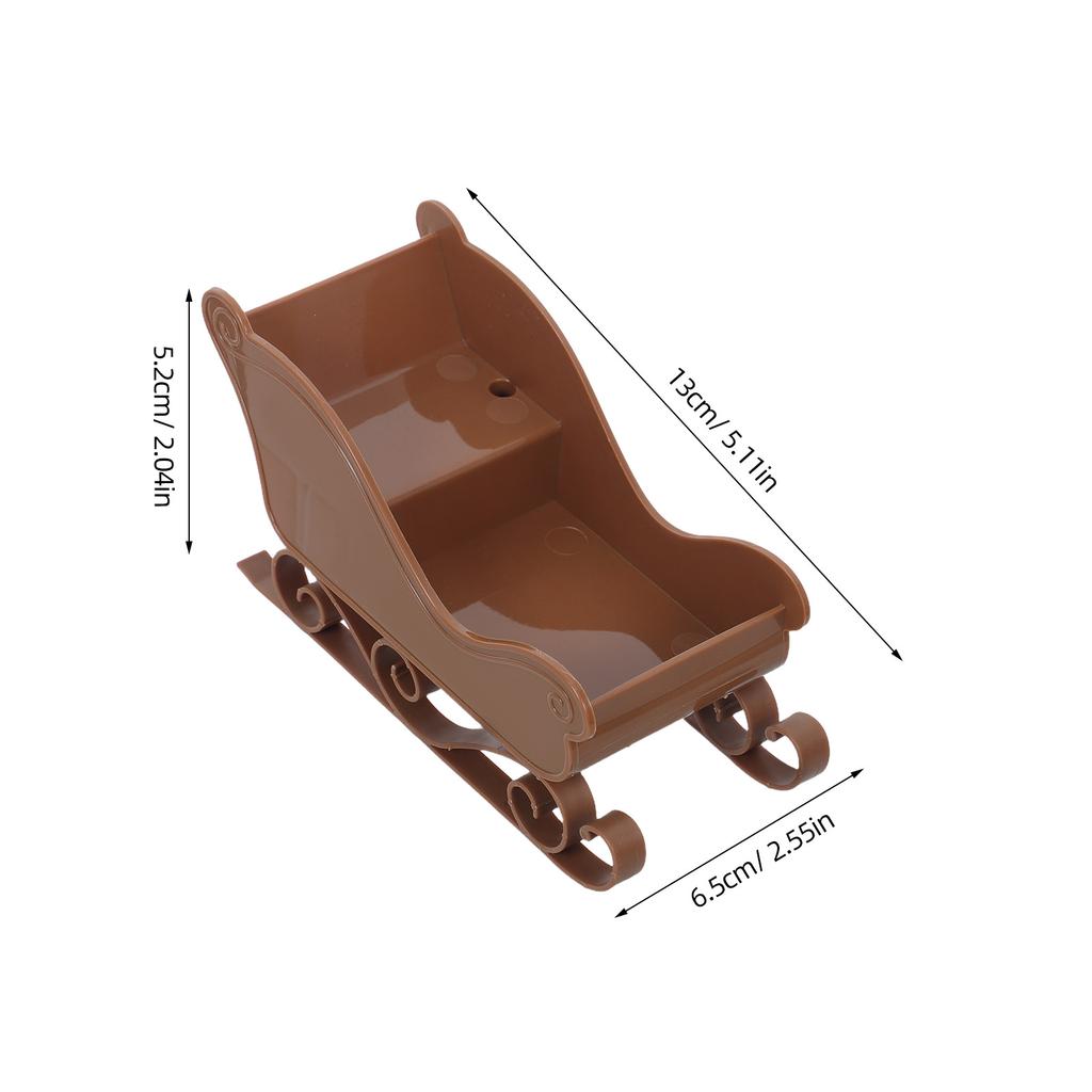 2Pcs Santa Sleigh Candy Bowl Plastic Christmas Desk Decoration Mini Sleigh Tabletop Holiday Mantel Decor Christmas Present Box