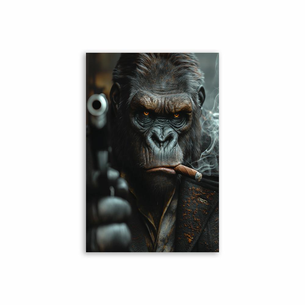Modern Animal Gorilla Poster Gorilla Gangster Smokes A Cigar Wall Art Canvas Painting Fashion Pictures Prints Home Room Decor