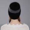 Women Winter Rabbit Hair Wool Double Color Knitted Warm Versatile Ear Hat Cap