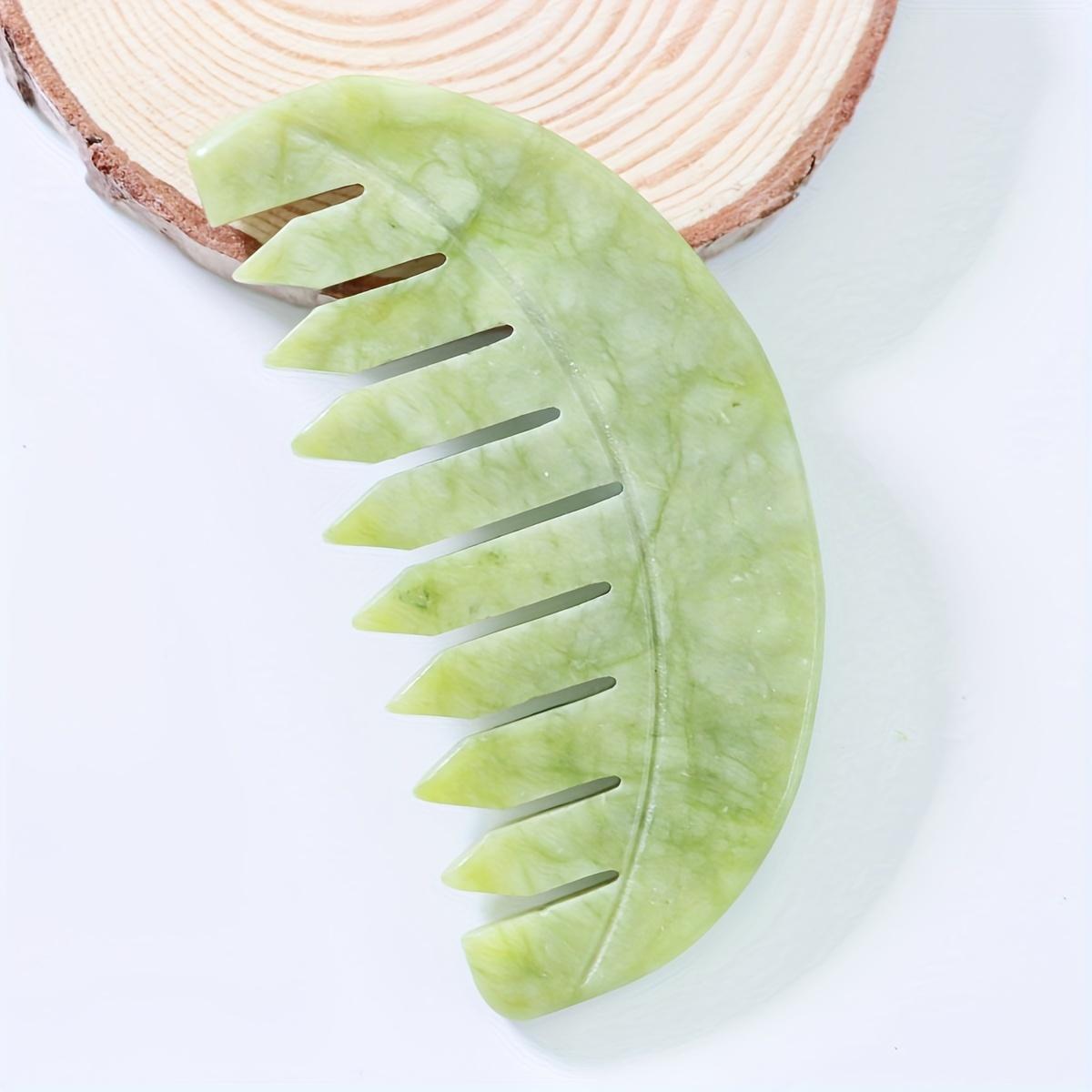 

1 шт. Гребень для массажа головы из нефрита сюянь, гребень для массажа кожи головы гуаша из натурального камня, расческа для волос, инструмент для массажа и ухода за кожей головы. Многофункциональная ручная головка зелёный