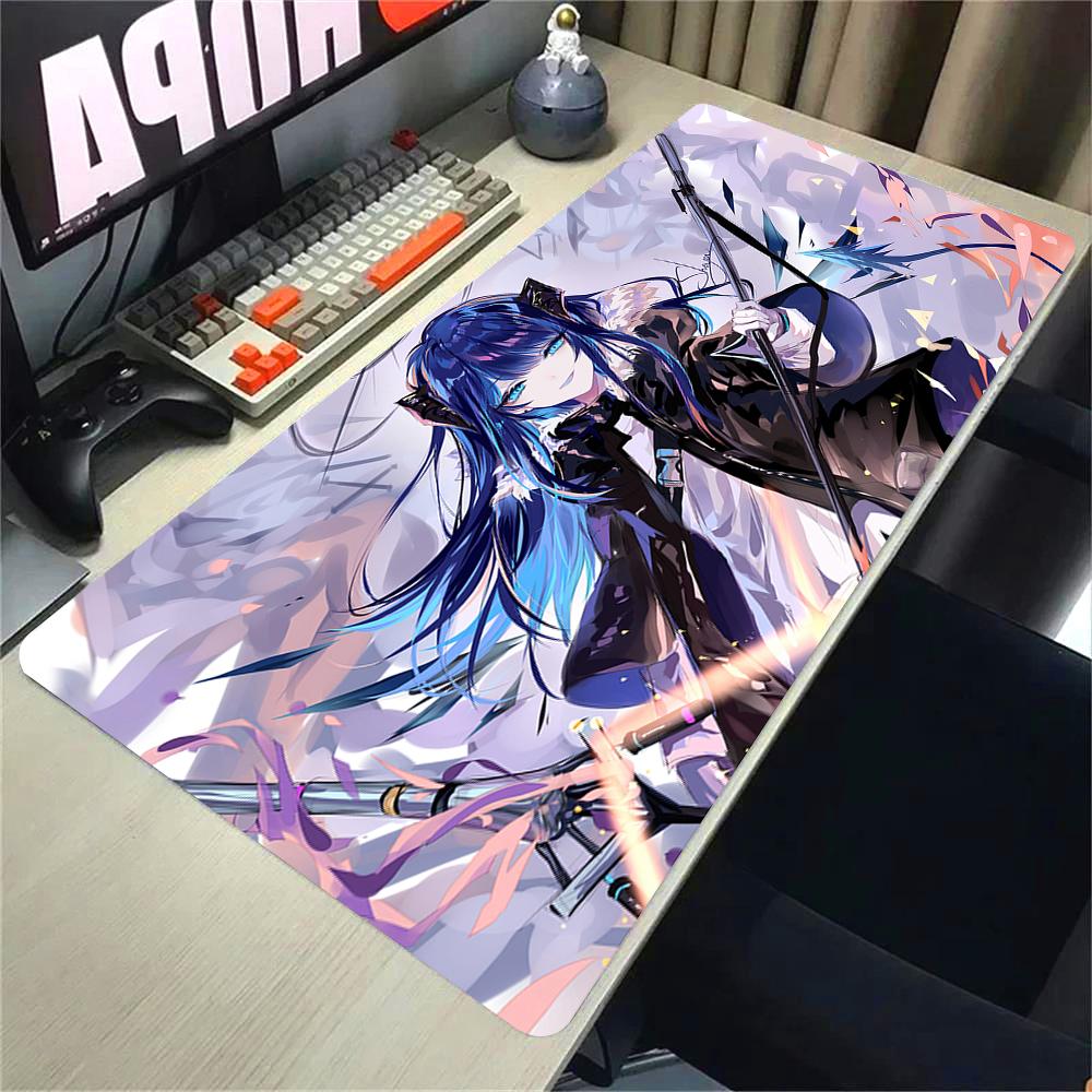 Antislip Gaming Desk Mat with Stitched Edges Stylish Arknights Anime Girls Battle Design Large Mouse Pad for Home Office Use