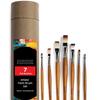 Flat Paint Brushes Set/Handmade Professional Artist Painting Brush Set for Acrylic, Watercolor, & Gouache Painting with Brush Holder - Cruelty-Free
