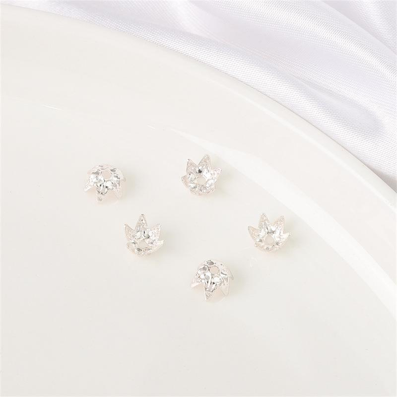 14K Gold Filled Flower Cap Bracelet DIY Jewelry Accessories with White Gold Beaded Spacers