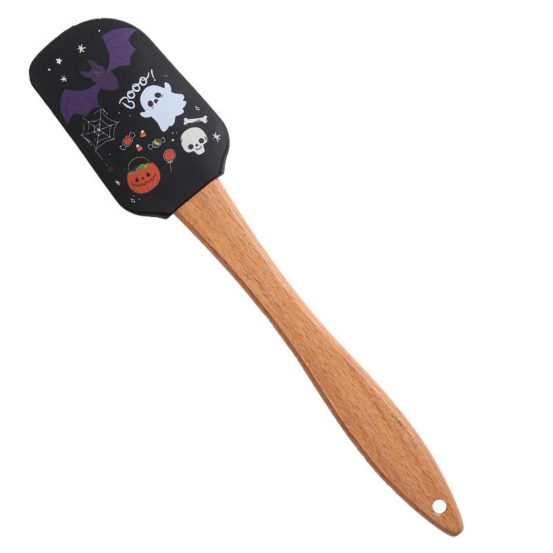 

Halloween Silicone Baking Spatula Non-Stick Cream Scraper with Wooden Handle Heat Resistant Kitchen Tool for Cooking and Mixing