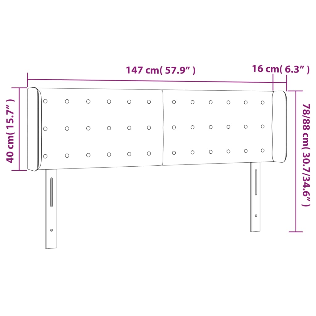 Vidaxl Zagłówek Do Łóżka Z Led, Czarny, 147X16X78/88Cm, Sztuczna Skóra
