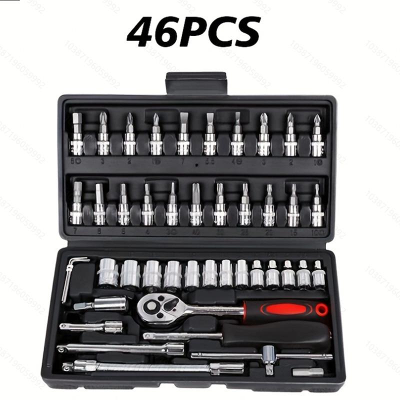 46pcs/set Metric Mechanic Bit Socket Wrench Set Car Repair Accessories Drive Socket Set Ratchet Wrench Set Car Tool Kit  Drive Socket Set