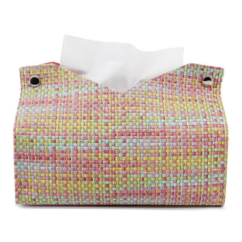 Creative Woven Leather Small Fragrant Style Tissue Box For Home Living Room Bedroom Car Paper Box Gift Home Decoration