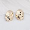 Irregular Elliptical Glossy Hammer Pattern Stud Earrings for Women Girl Korean Love Aesthetic Daily Life Minimalist Jewelry