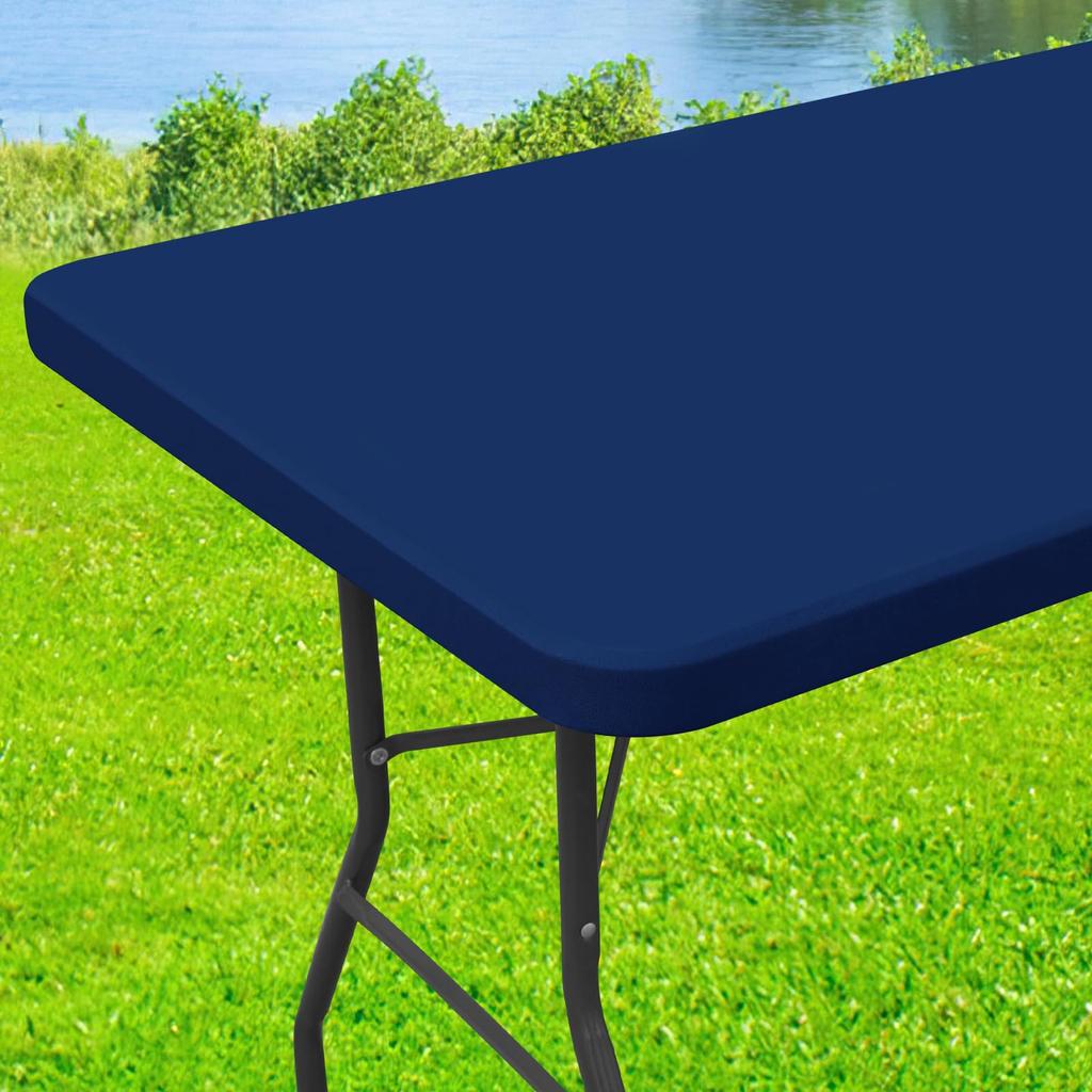 Olanly Stretch Washable Patio Elastic Table Cover Waterproof Table Cloth Outdoor Retangle Picnic Banquet and Parties Tablecloths