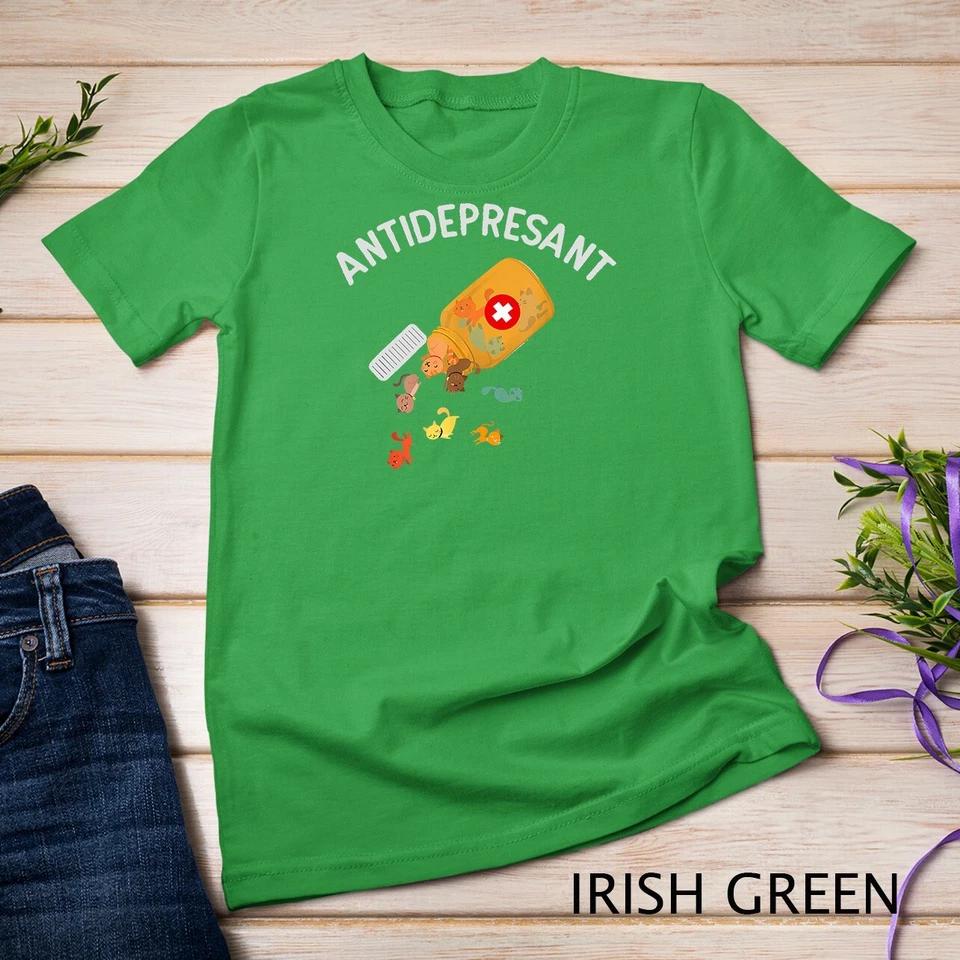 Antidepressant cat T-shirt Funny Cat Kitten Lovers Gift T-Shirt Unisex T-shirt 4 L