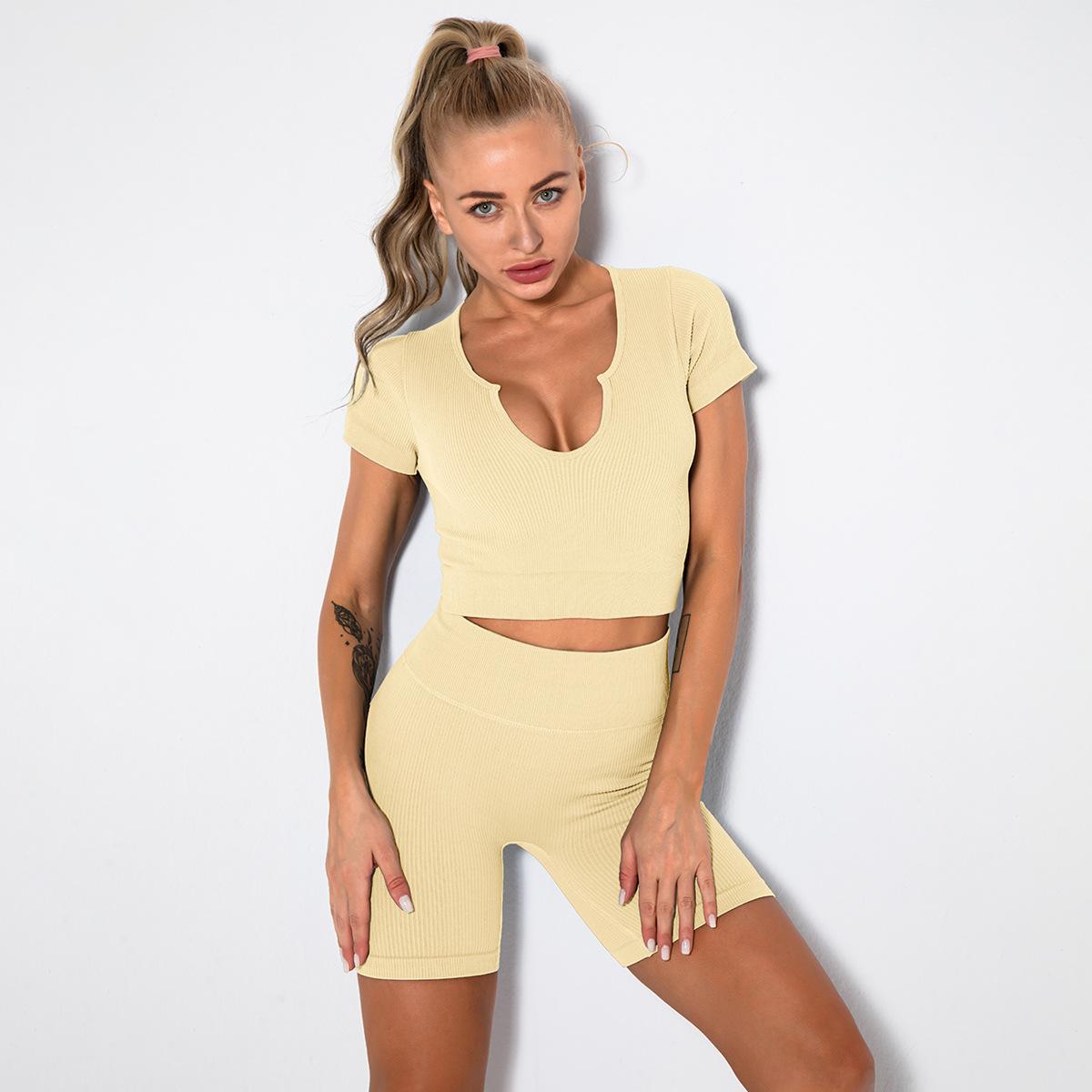 Женщины бесшовные трикотажные нити сексуальный спортивный бюстгальтер шорты с короткими — фото 34