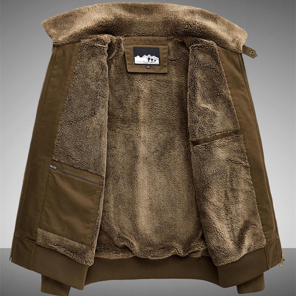 Men Cotton Jacket 2025 Retro Versatile Lamb Fleece Thickened Anti Cold Warm Collar Coat Outdoor Casual Winter Wear Cotton Jacket