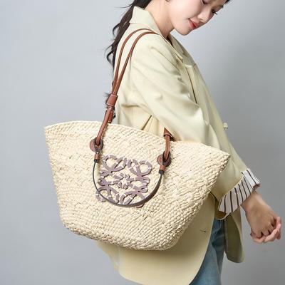 Beach Seaside Hand-held Straw Raffia Hand-woven Bag Large Capacity Women's Simple Commuting High-end Shoulder Bag