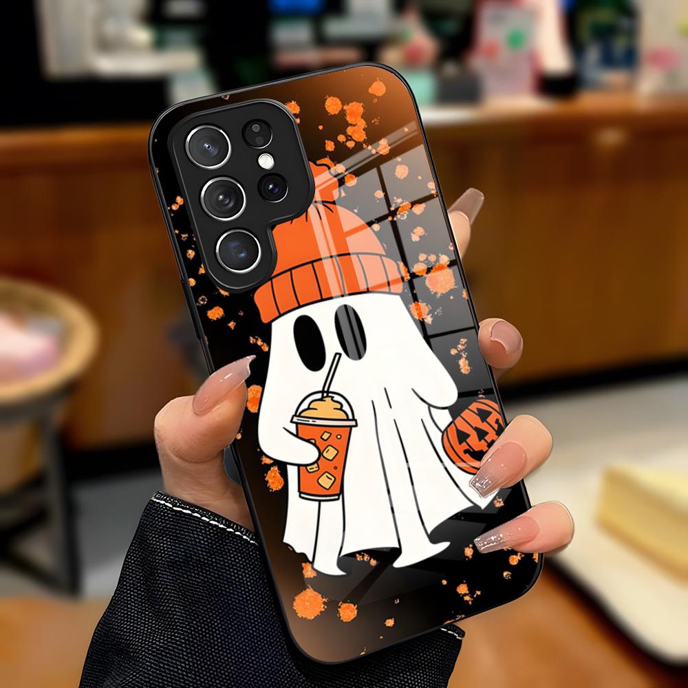 Cute Ghost Halloween Phone Case For Samsung A25 A13 A33 5G A54 A36 A35 A56 A52 A14 Shockproof Glass Cover
