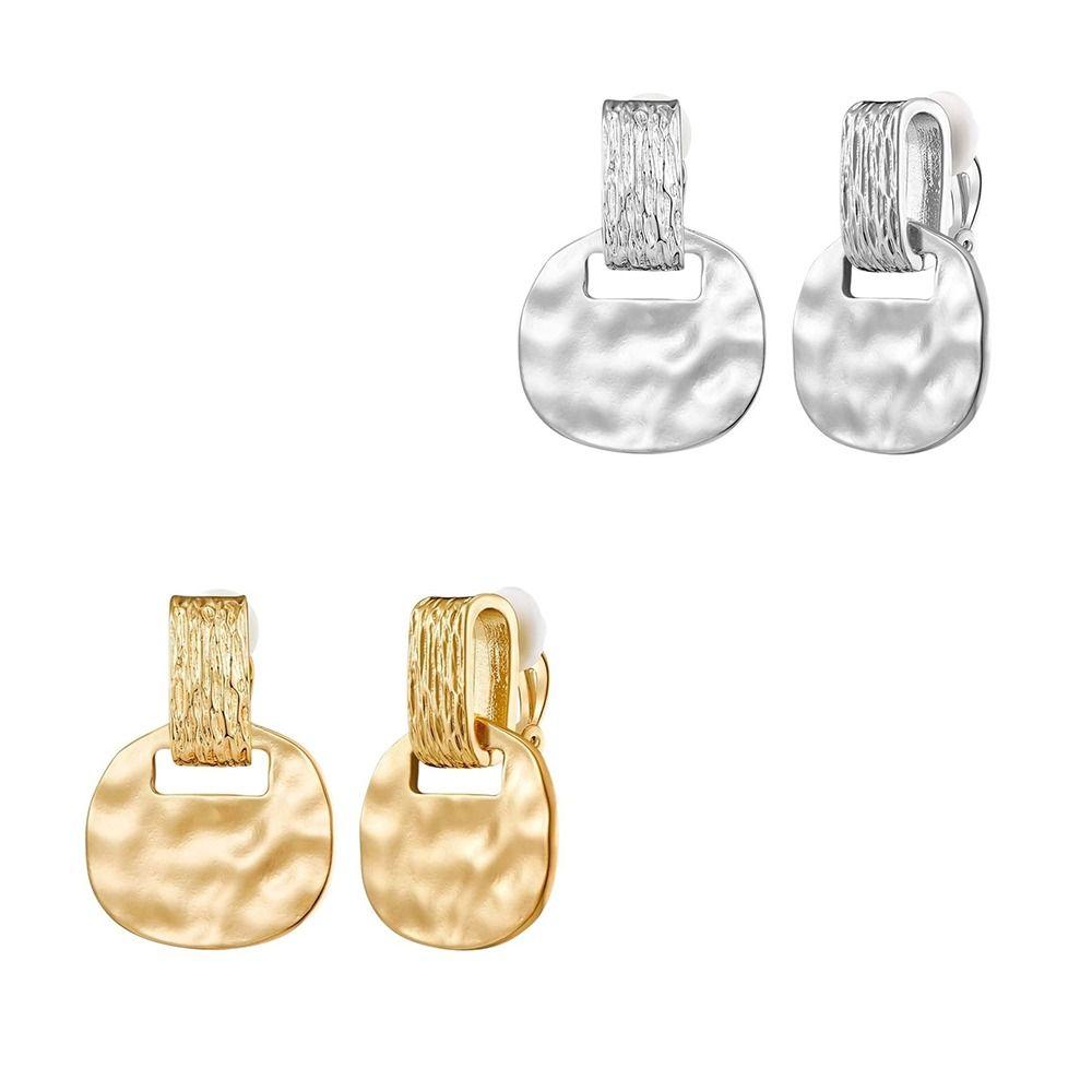 Trendy Elegant Square Ear Clips Temperament Light Luxury Minimalist Ear Clips French Style Water Ripple Ear Clips Women Jewelry