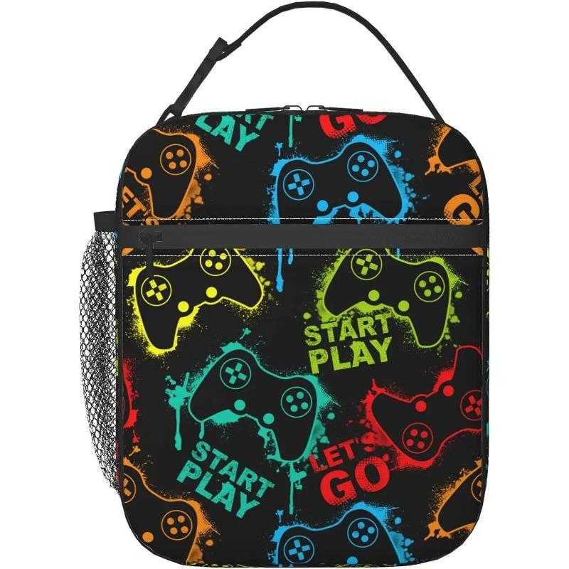 Video Game Controller Insulated Lunch Bag Reusable Lunch Box Portable Thermal Bento Tote for Adults Kids Work School Picnic