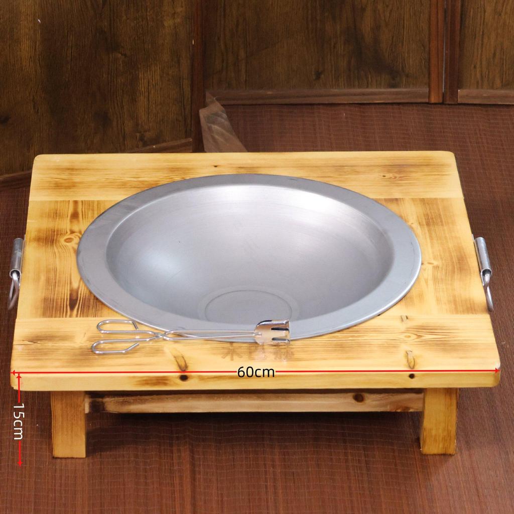 Thick Solid Wood Fire Pit: Old-Fashioned Cast Iron Brazier & Barbecue Stove for Cooking, Tea, & Winter Heating