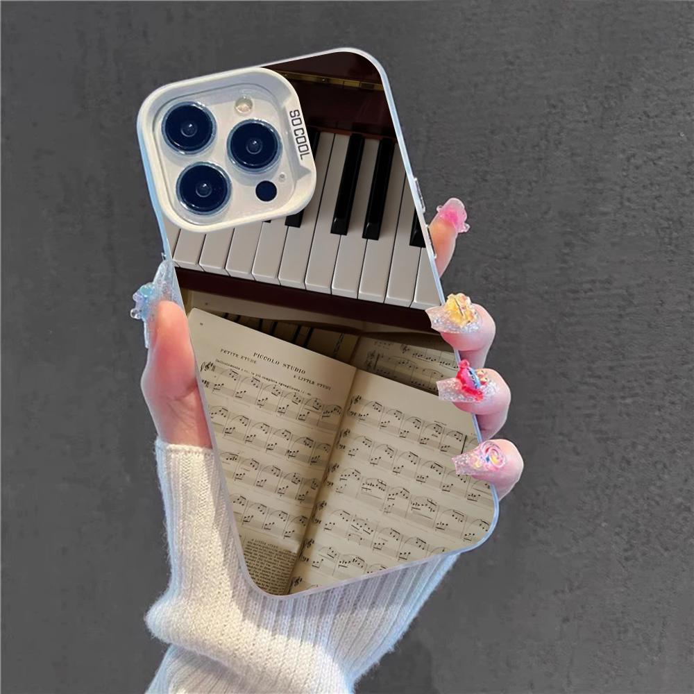 Black White Music Piano Keys Notes Phone Case For IPhone 16 15 14 13 12 11 Pro Max X XR XSMAX 8 7 Plus Matte Shockproof Back