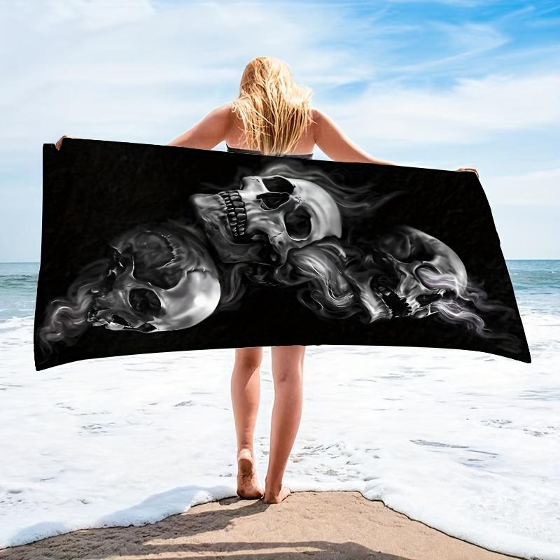 Asciugamano da Spiaggia Teschio Spettrale Con Fantasia Protezione Solare E Antivento Adatto Per Piscina Campeggio Viaggio Coperta