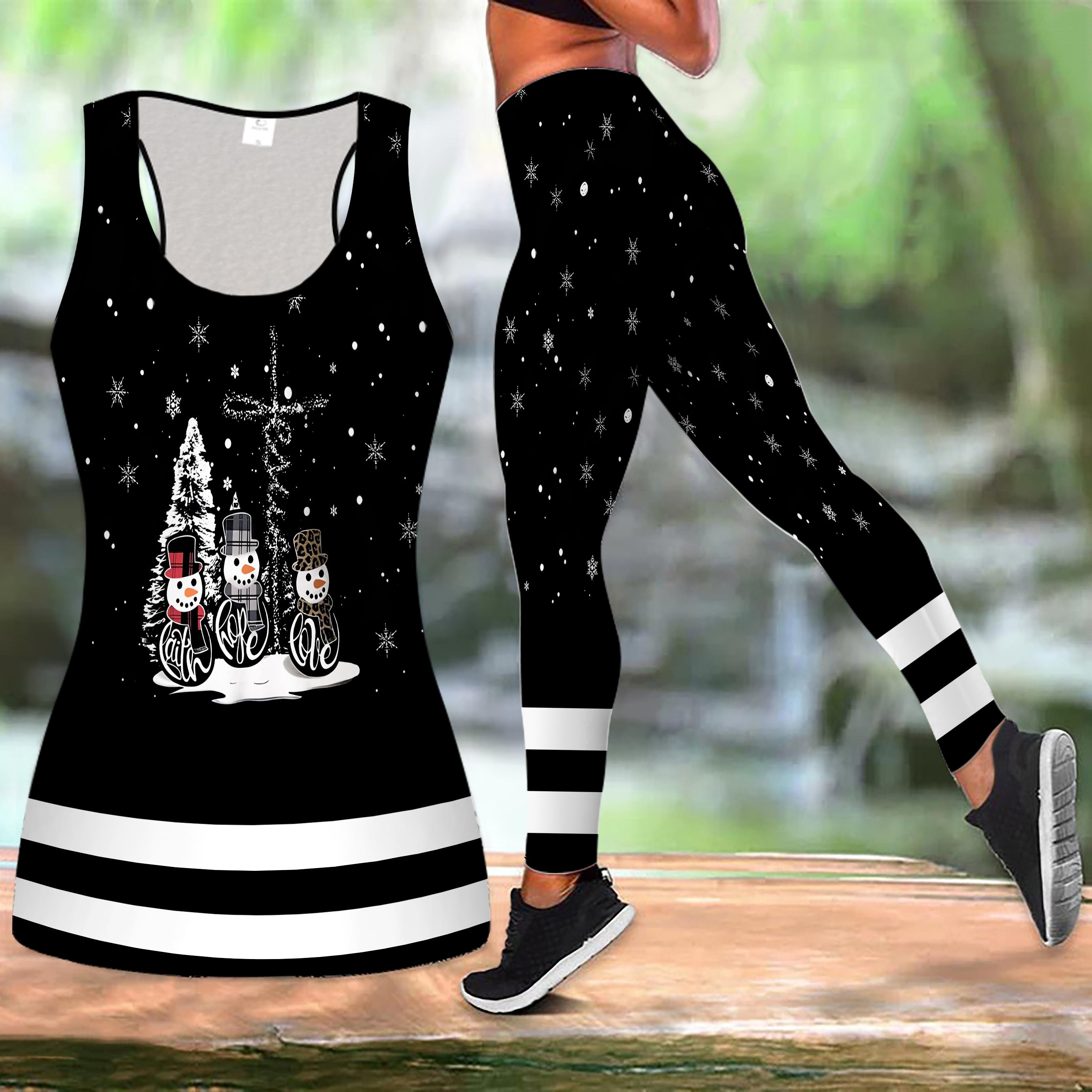 

Різдвяний фестивальний принт Комплект для йоги для жінок Модні легінси для тренувань Фітнес Спортивний Повсякденний Набір для йоги Спортивний костюм XXL білий