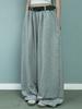 LOOXP Star Rivet Line Wide Long Pants Gray