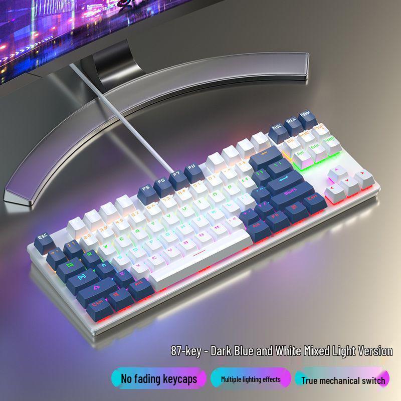 87-Key Mechanical Keyboard with Blue, Black, Red, Brown Switches - Wired for E-sports, Gaming, Typing, Desktop, Laptop, Universal Compatibility