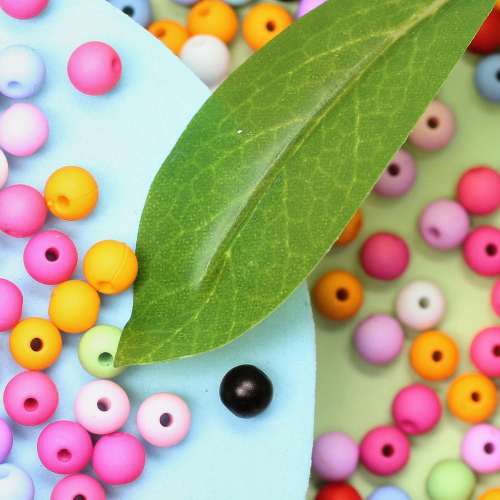 Home Party Supplies Bracelet Jewelry Making 100Pcs Spacer Acrylic Beads 6mm Frosted Beads Solid color DIY Findings Charms