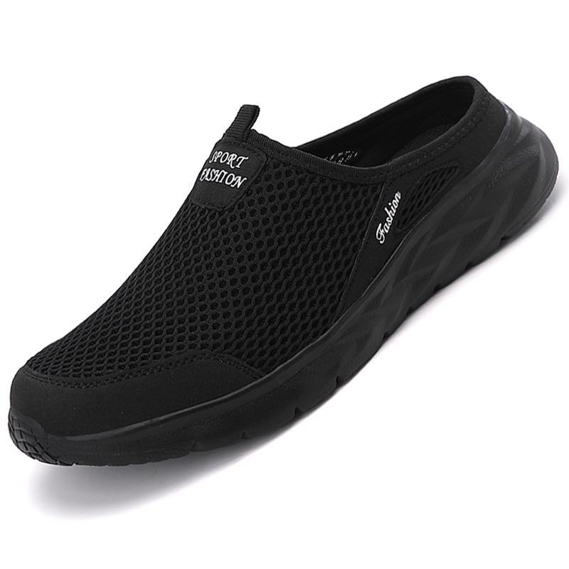 

Повседневные мокасины, мужские летние полутапочки, тапочки, шлепанцы, слипоны, мужские сетчатые дышащие мягкие удобные тапочки для мужчин 44 чёрный
