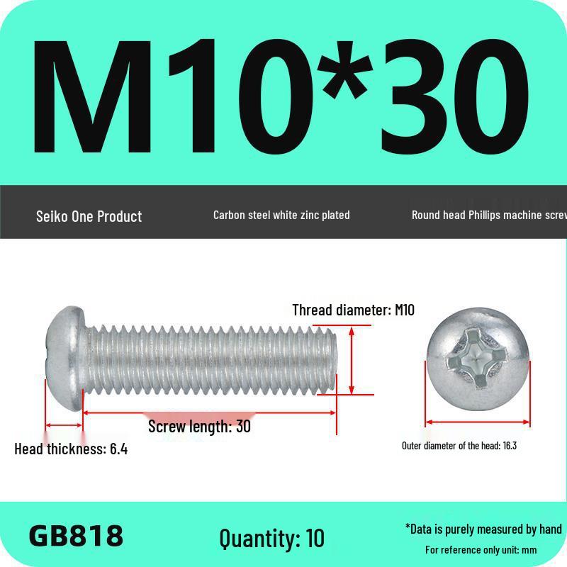 4.8 Grade Galvanized Phillips Round Head Screw (M2-M8)