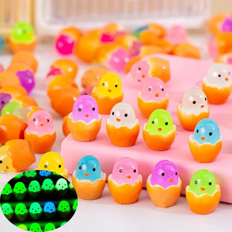 10pcs Luminous Eggshell Chick Children's Novelty Toy Kindergarten Gift DIY Resin Micro Landscape Ornament