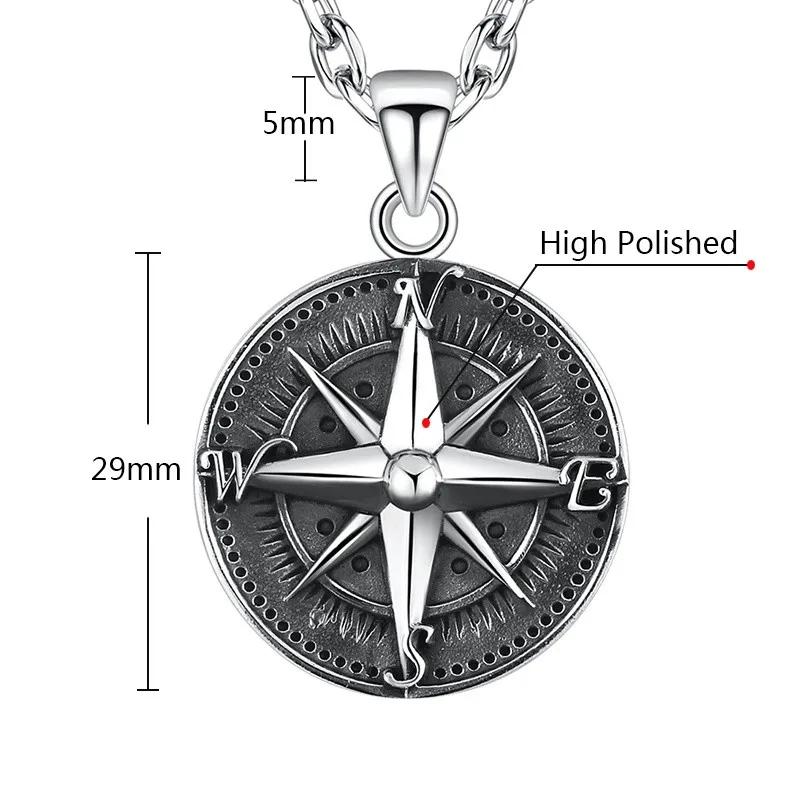 Classic Nordic Style Compass Pendant Necklace Men's Personality Charm Trend Fashion Supplies Birthday Gifts