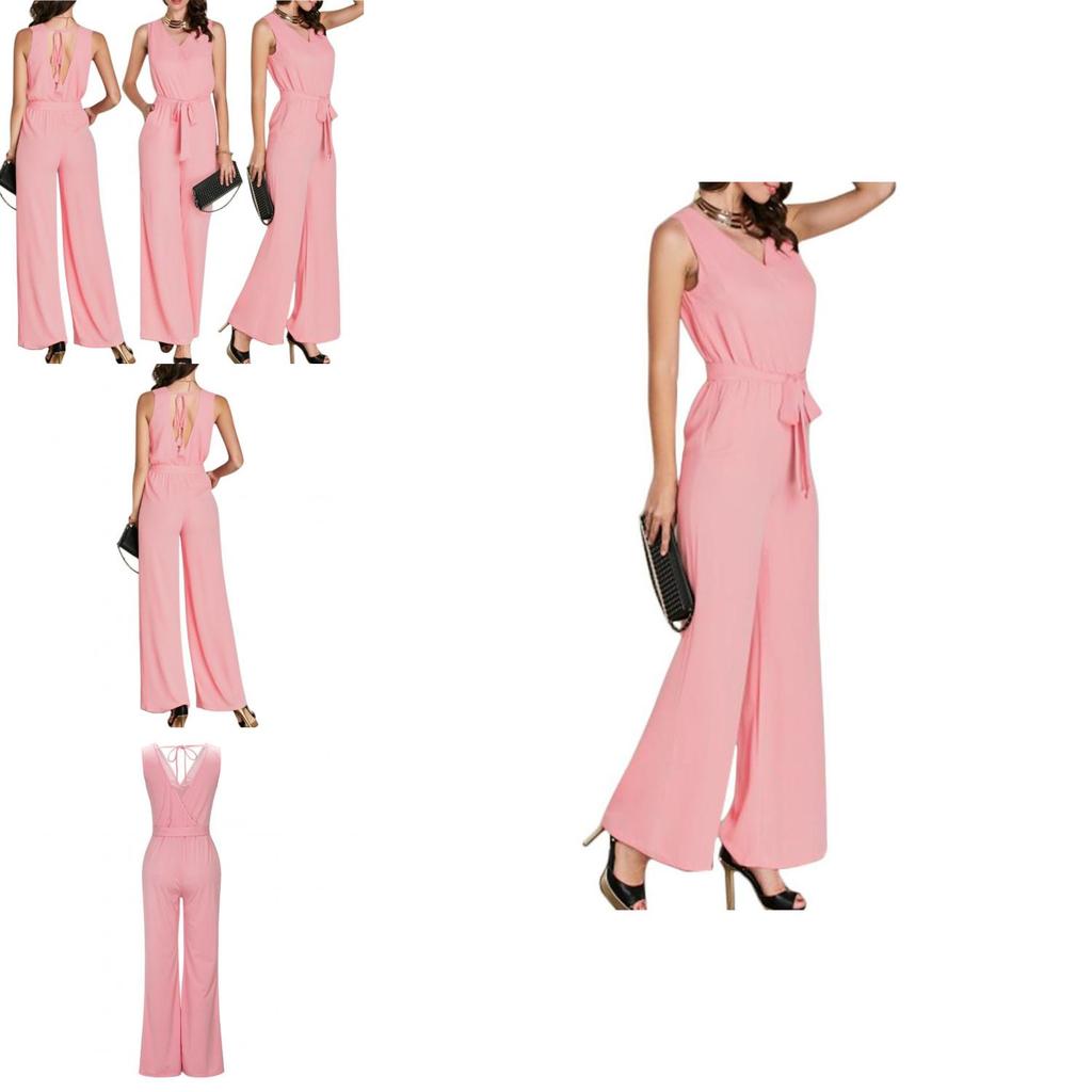 Women Sleeveless V Neck Backless Bandage Jumpsuit For Casual And Party Summer Elegance
