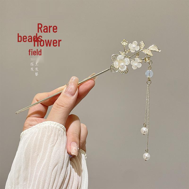 Elegant Retro Tassel Hairpin for Hanfu Updo - Women's Chinese Style Metal Hair Clip