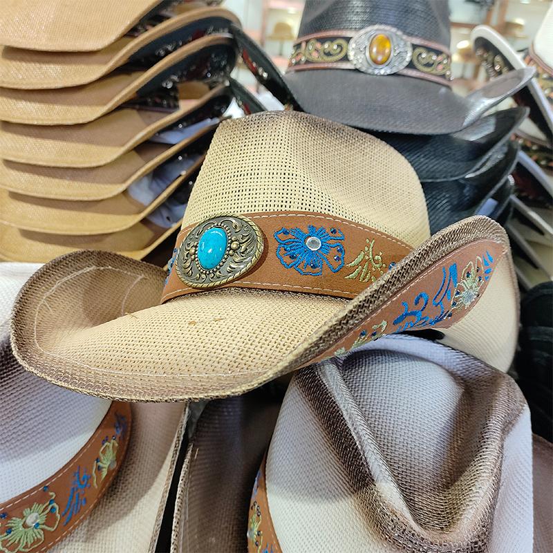 cowboy straw hat wholesale natural corn grass handmade cowboy hats For Men And Women Sun Protection Hats Outdoor Wide Brim cap