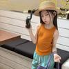 Kids Girls Korean Style Solid Color Slim Fit Elastic Tank Top For Inner Or Outer Wear