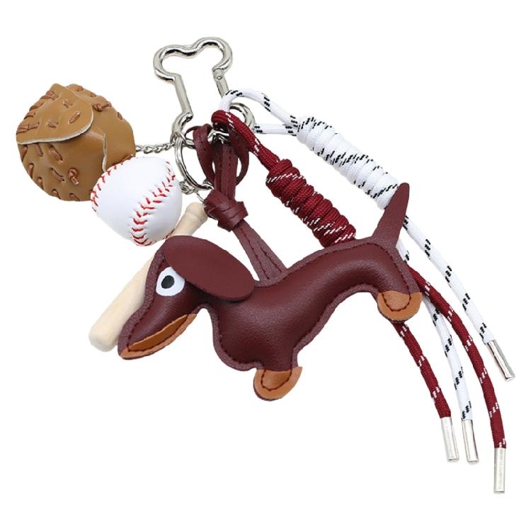 Fashion Keyholders Sausage Dog Keychain Chocolate Keyrings Creative Bag Charm PU Keychain Braided Rope Bag Pendant