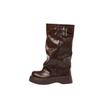 Women's Knee-High Platform Boots with Thick Soles, Height-Increasing Ruched Design, Martin Style, Sizes 34-45.