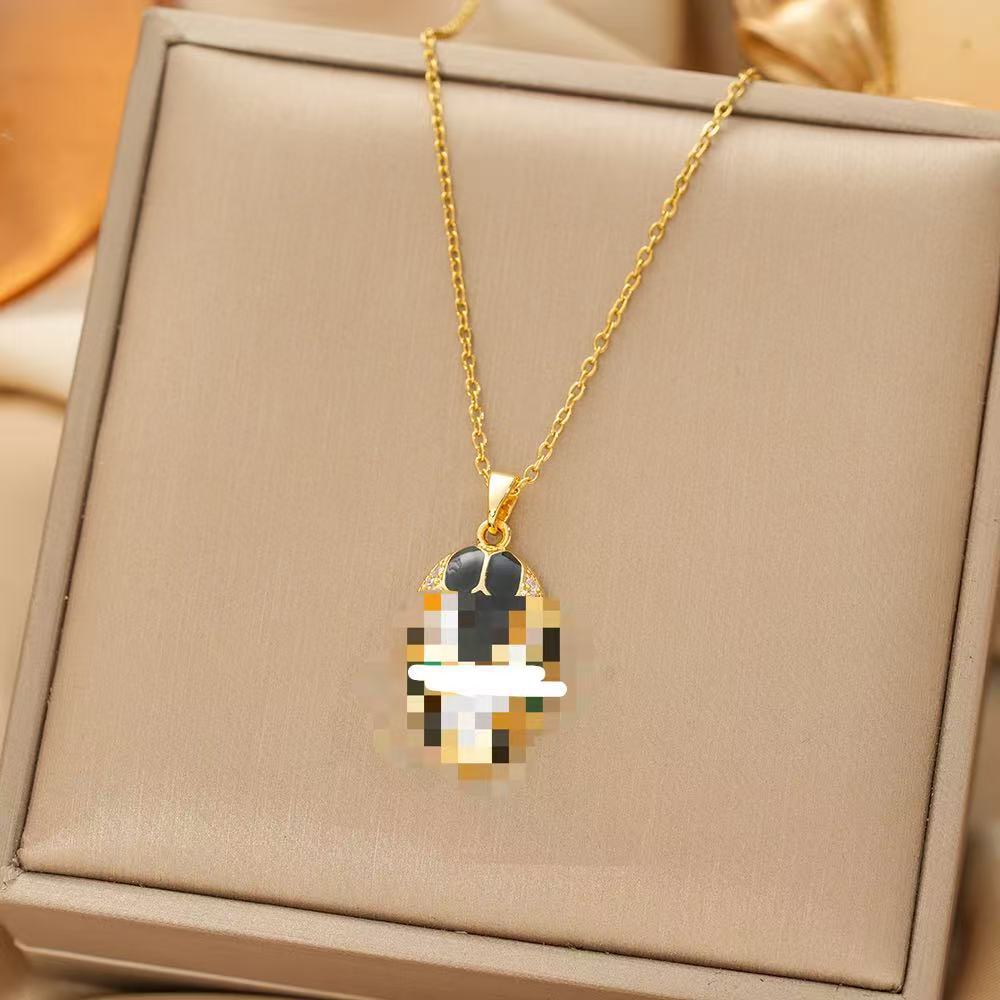 Japan and South Korea Simple Popular Wind Titanium Steel Necklace Female Niche Exquisite Internet Celebrity Zircon Clavicle Chain High-end Jewelry