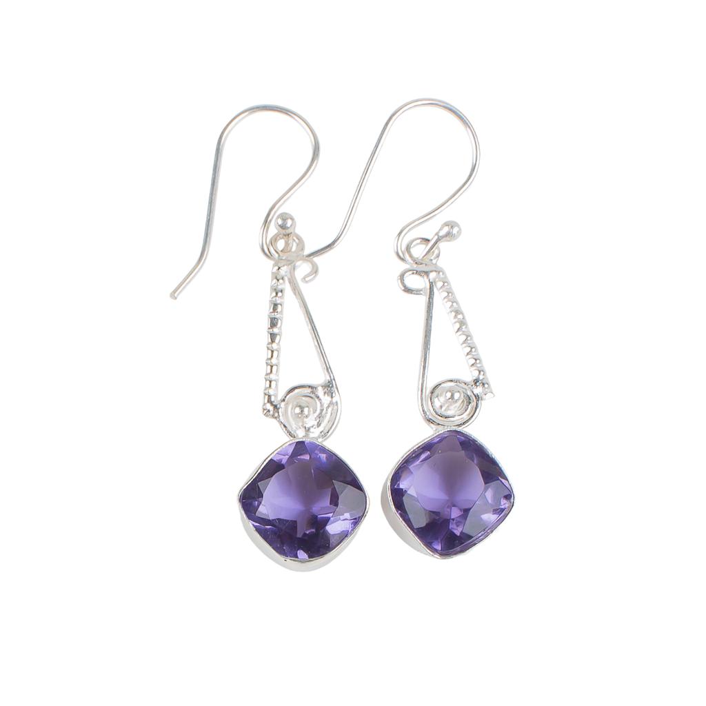 Iolite Gemstone 925 Sterling Silver Jewelry Handmade Earrings 1.90" For Gift EE-46-4