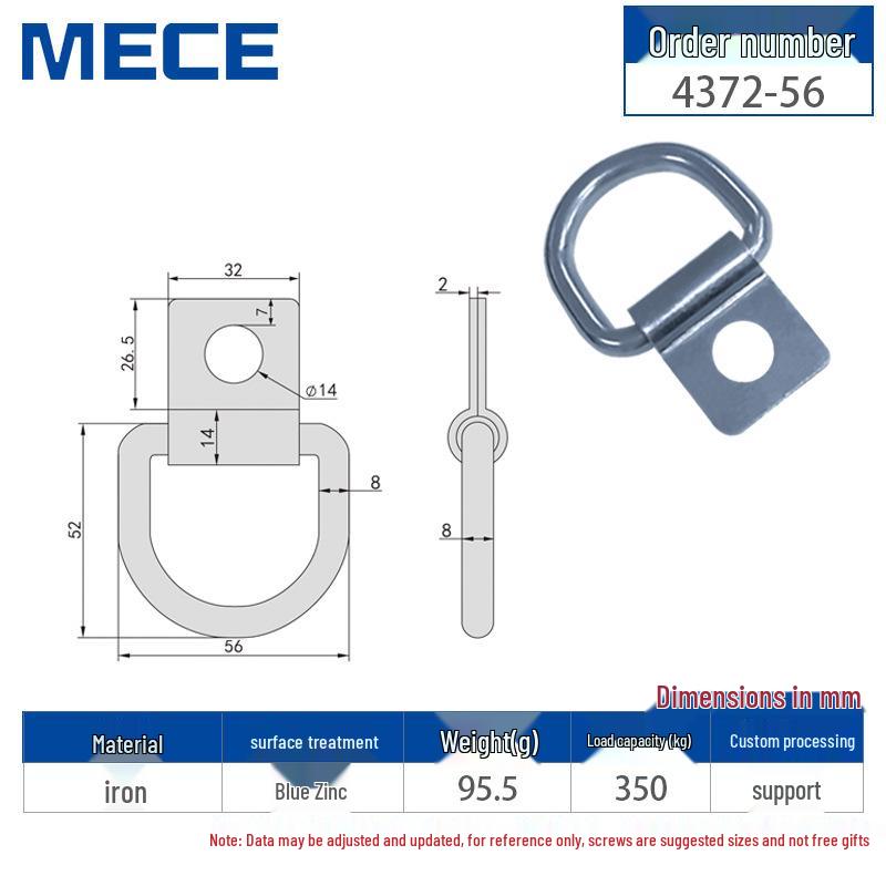 Heavy Duty D-Ring Truck Bed Tie-Down Hook with Triangle Latch