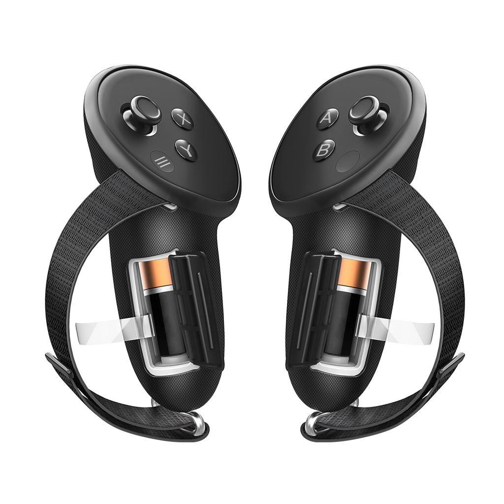 Silikon-Schutzhüllenset für Controller für Meta Quest 3 Verstellbarer Knöchelriemen & Akku-Öffnungsabdeckung für Meta/Oculus Quest 3
