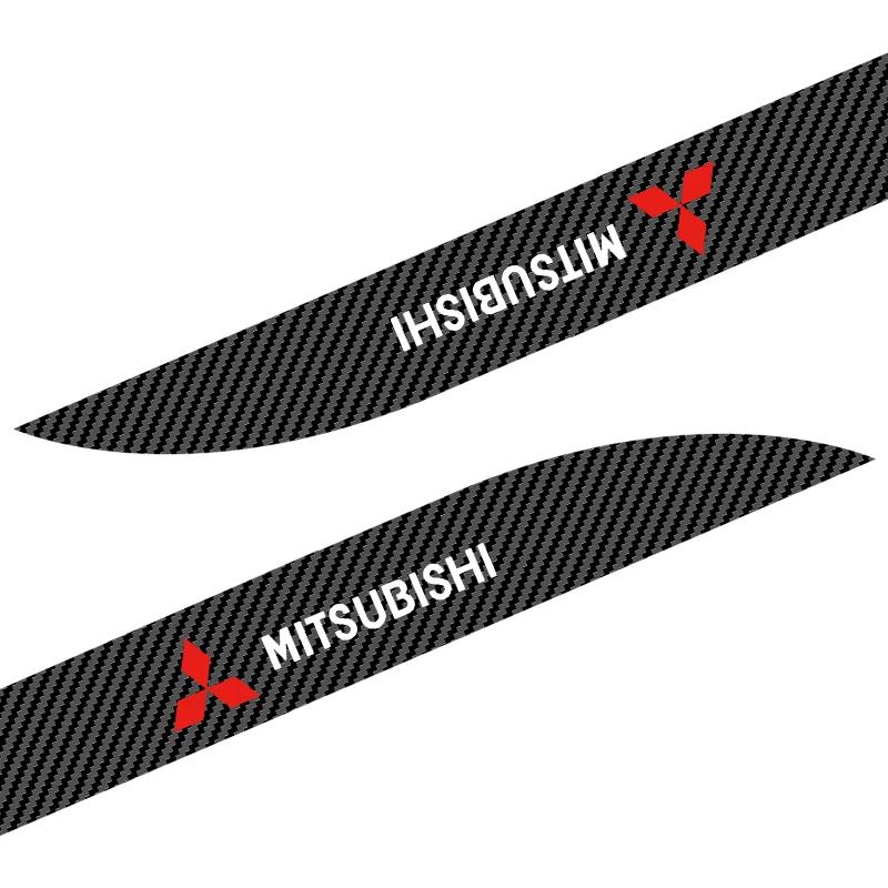 2pcs Car Side Skirt Sill Carbon Fibre Body Protection Sticker Emblem For Mitsubishi Lancer ASX Mirage Pajero Sport Xpander