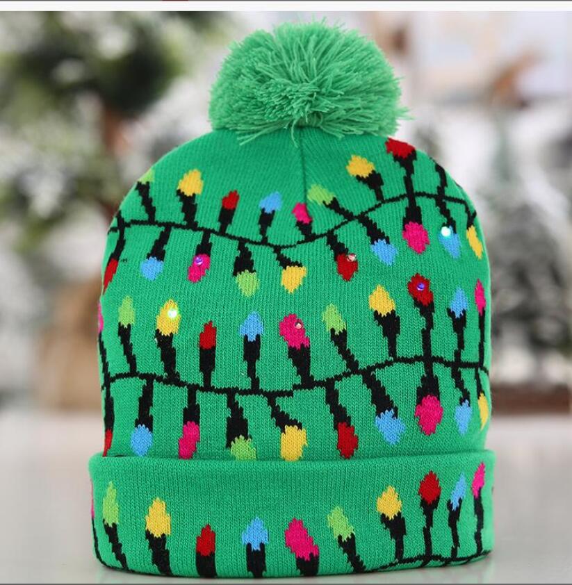 Christmas Light Up Beanie Hat Knit Cap Hat with 6 Colorful Lights Unisex Winter Snow Hat