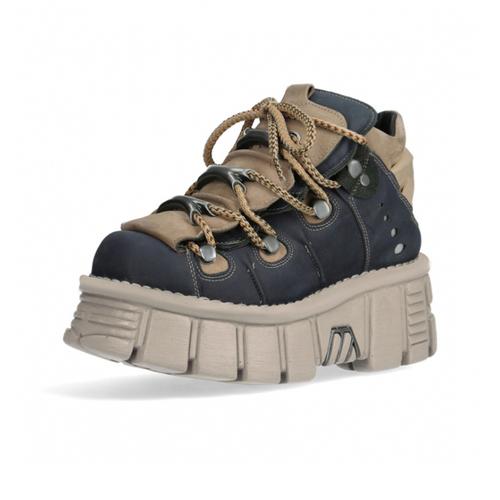 Punk Sneakers for Men Thick Sole Metal Decor Lace-Up Casual Shoes Women Gothic Punk Shoes Thick Sole Flat Trainer Unisex 44 45