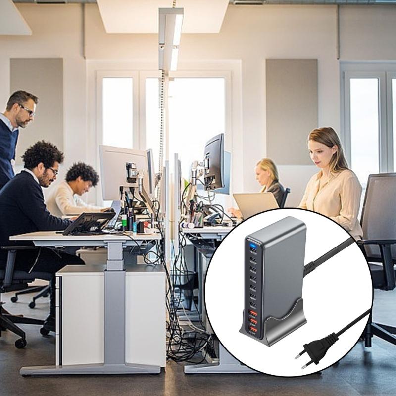 Multiple Device GaNs Charger 765W Power Delivery Fast Charging ABS PC Material 10 Port USB Charging Station