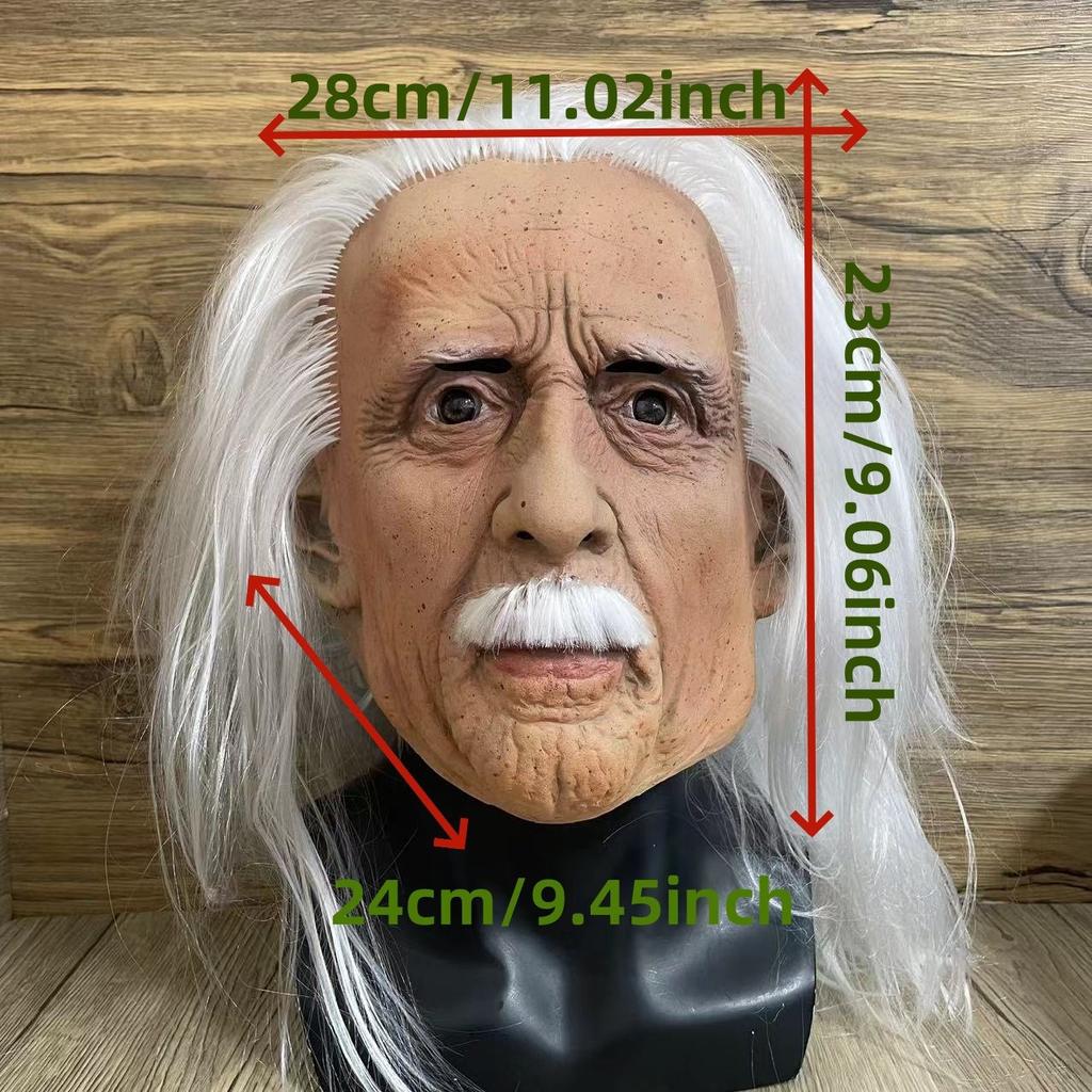 Old Man Mask Cos Old Man Grandpa Halloween Horror Headgear Costume Wig Human Face Mask