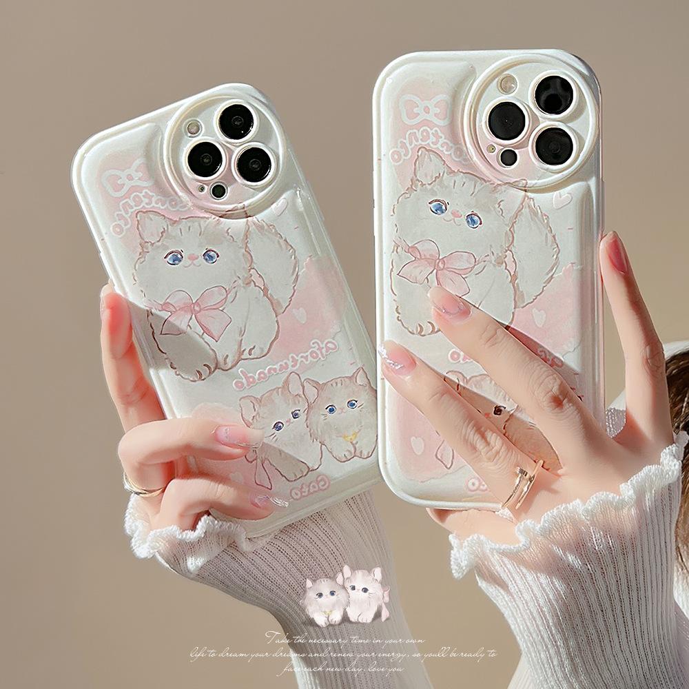 Soft and Cute Cats Suitable for Iphone16 Mobile Phone Case Cute Apple 15promax Silicone 11 Soft Shell 14 Girl 13