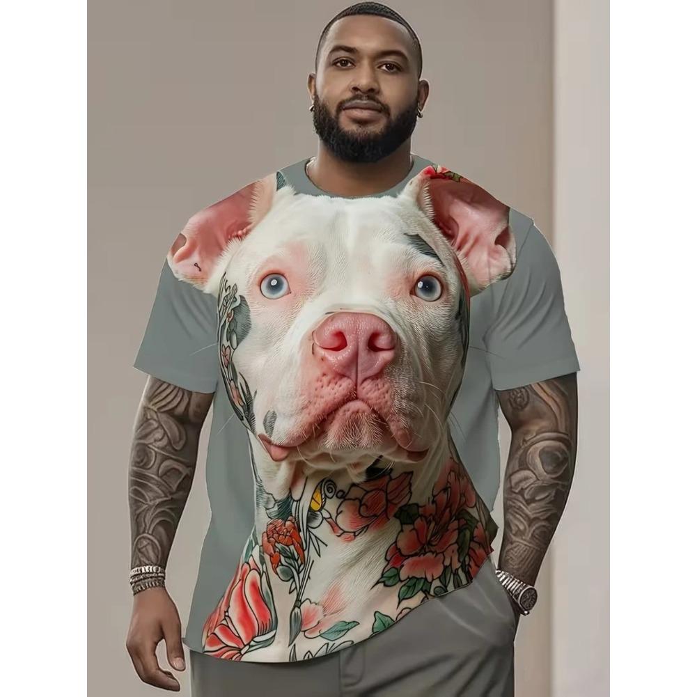 Men's T-Shirt Cartoon Style Animals Pig Cat Graphic 3D Printed T-Shirt Casual Short Sleeved Tee Outdoor Loose Men Clothing Tops