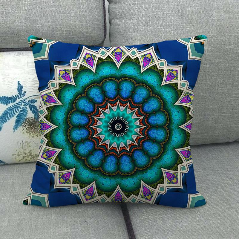 Symmetrical Bohemian Geometric Patterns Digital Printing Short Plush Pillow Covers For Car Sofa Office Cushion Cover Home Goods
